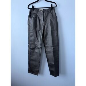 Vintage Forenza Women's Leather Pant Black Fully lined Biker Moto Casual Size 12